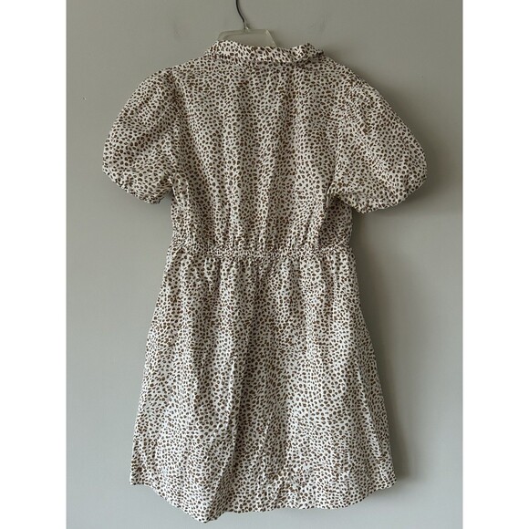 J. Crew Short Sleeve Collared Brown Cheetah Print Mini Dress Career Preppy Sz 8 - Picture 2 of 10